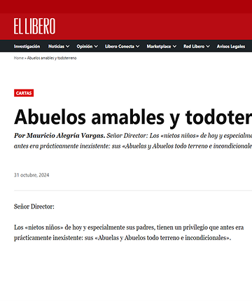 El Líbero – Carta al director “Abuelos amables y todoterreno”