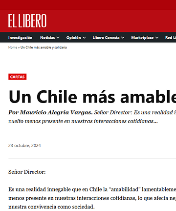 El Líbero – Carta al director “Un Chile más amable y solidario”